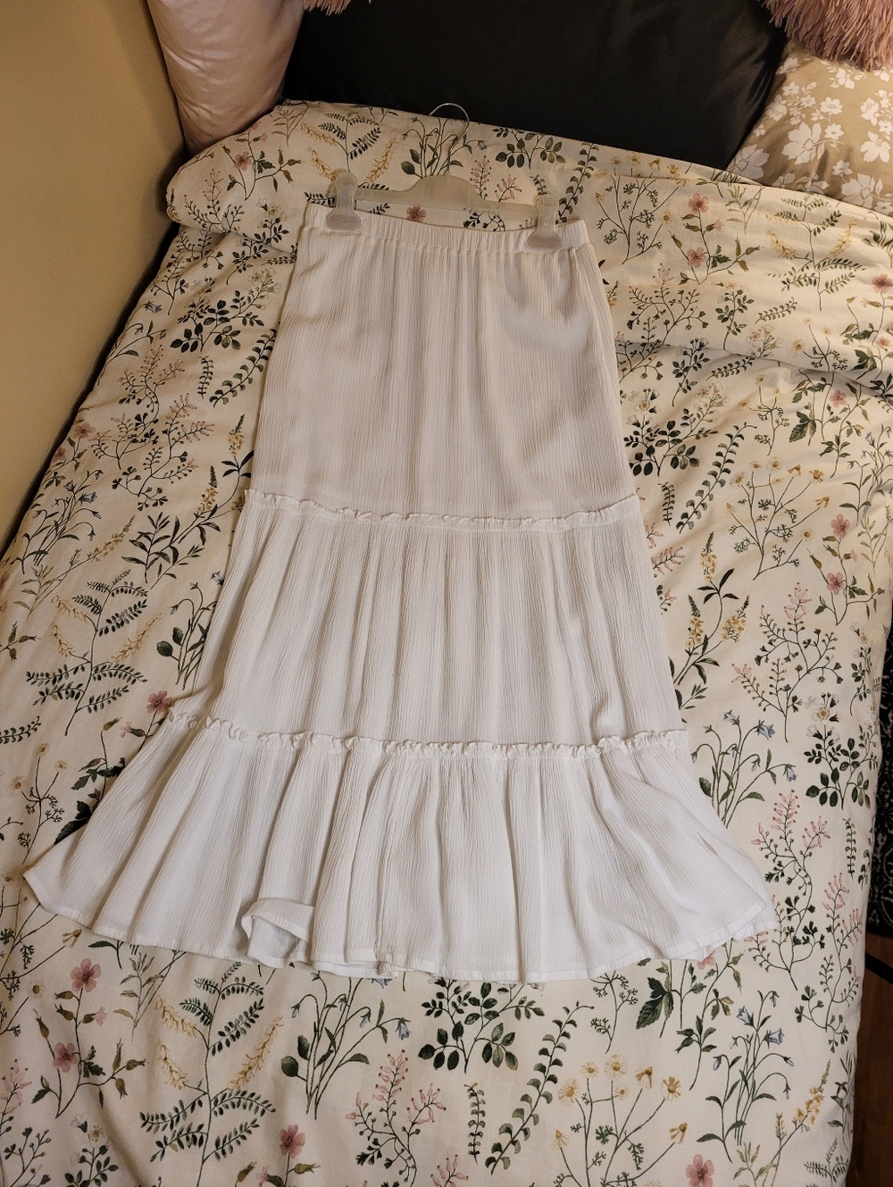 George White Tiered Maxi Skirt with Ruffle Hem